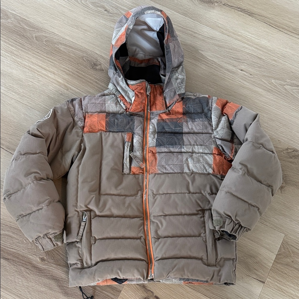 VTG Rossignol boys Tan and Orange Puffer Jacket- size 8